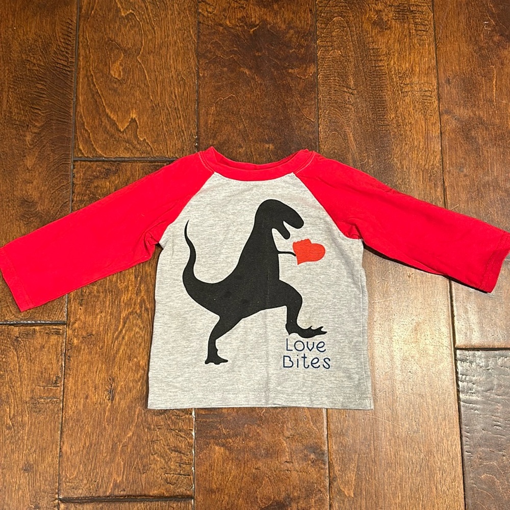 Sydney So Sweet Boys Valentine’s Day Dinosaur “Love Bites” Shirt